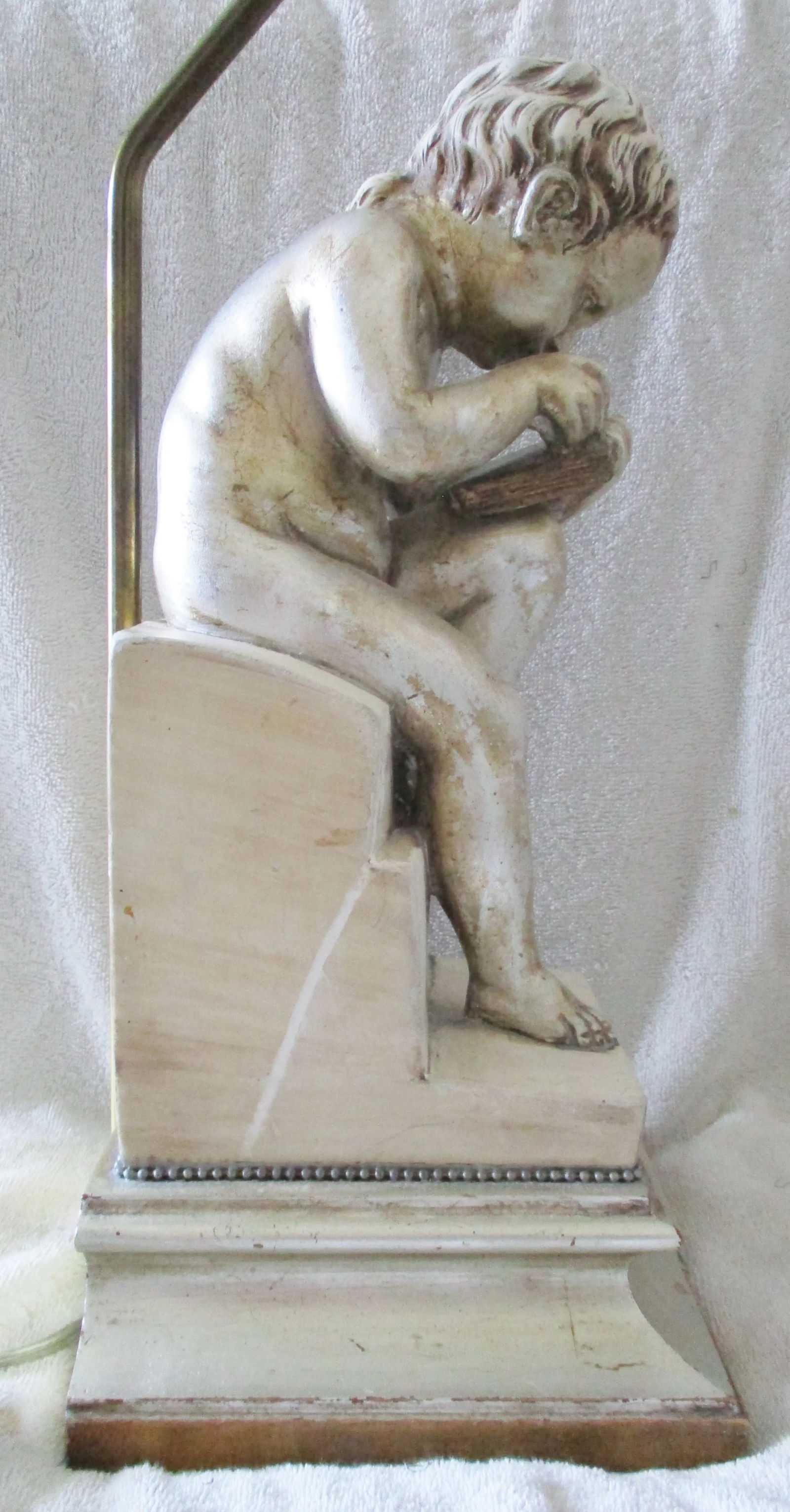 1940s Child Reading and Child Writing Marble Lamps After Charles-Gabriel Sauva - a Pair - 6