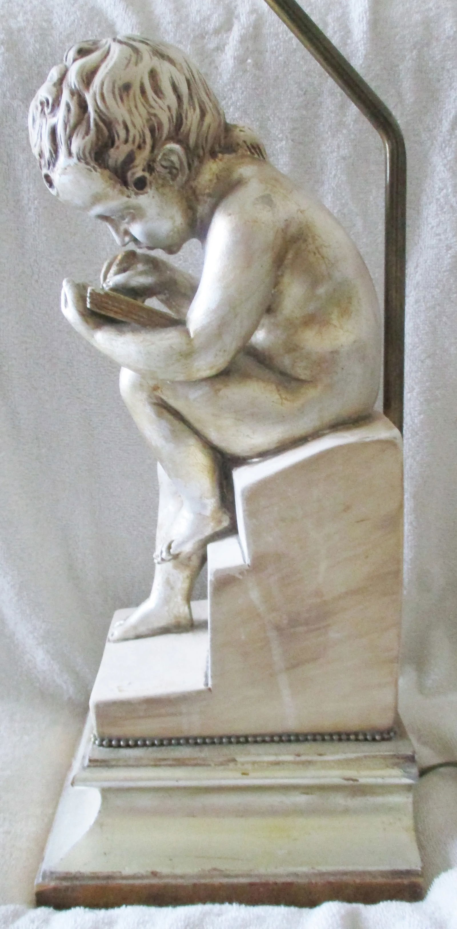 1940s Child Reading and Child Writing Marble Lamps After Charles-Gabriel Sauva - a Pair - 8