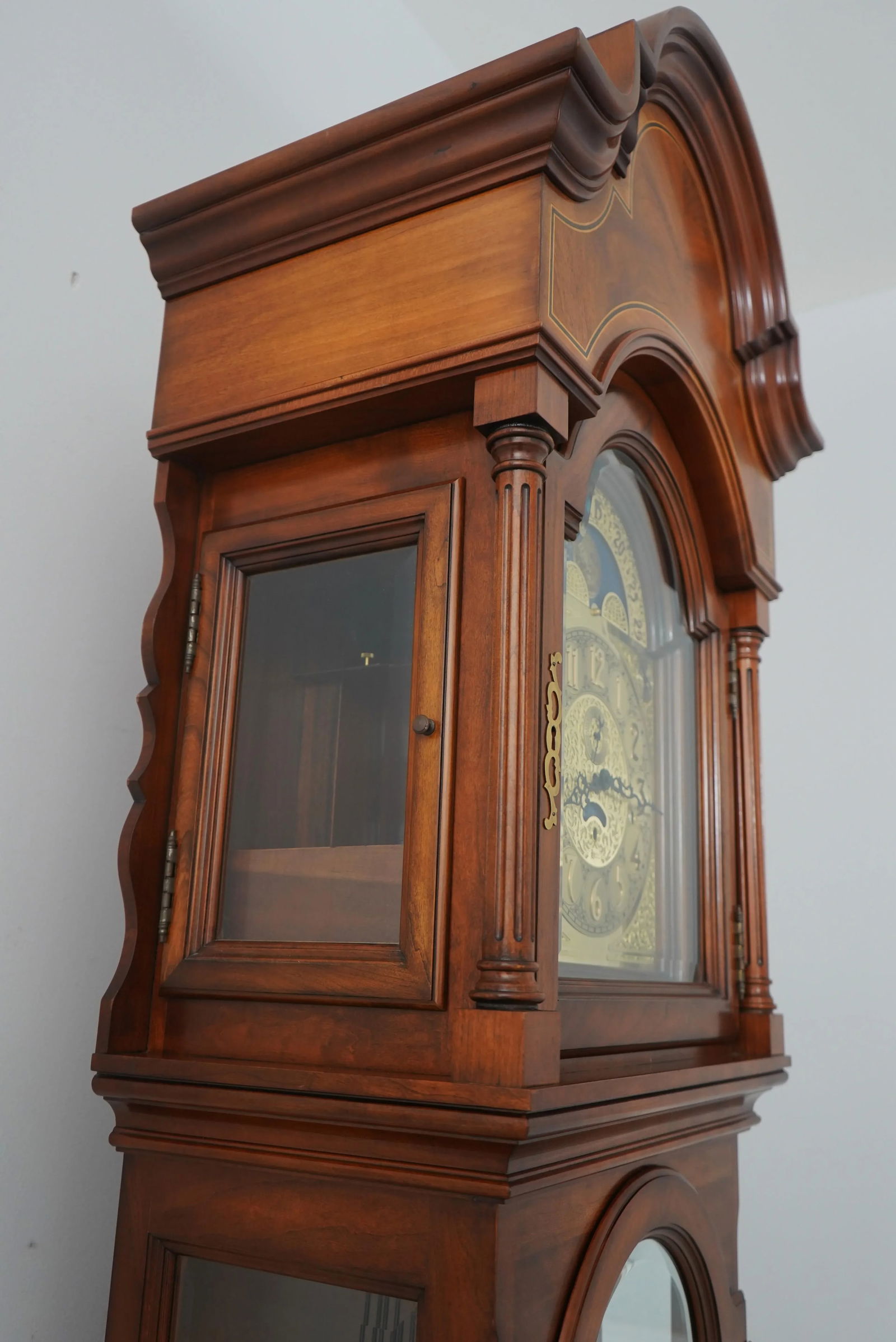 Heritage Heirlooms Inlaid Cherry Mahogany Grandfather Clock - 11