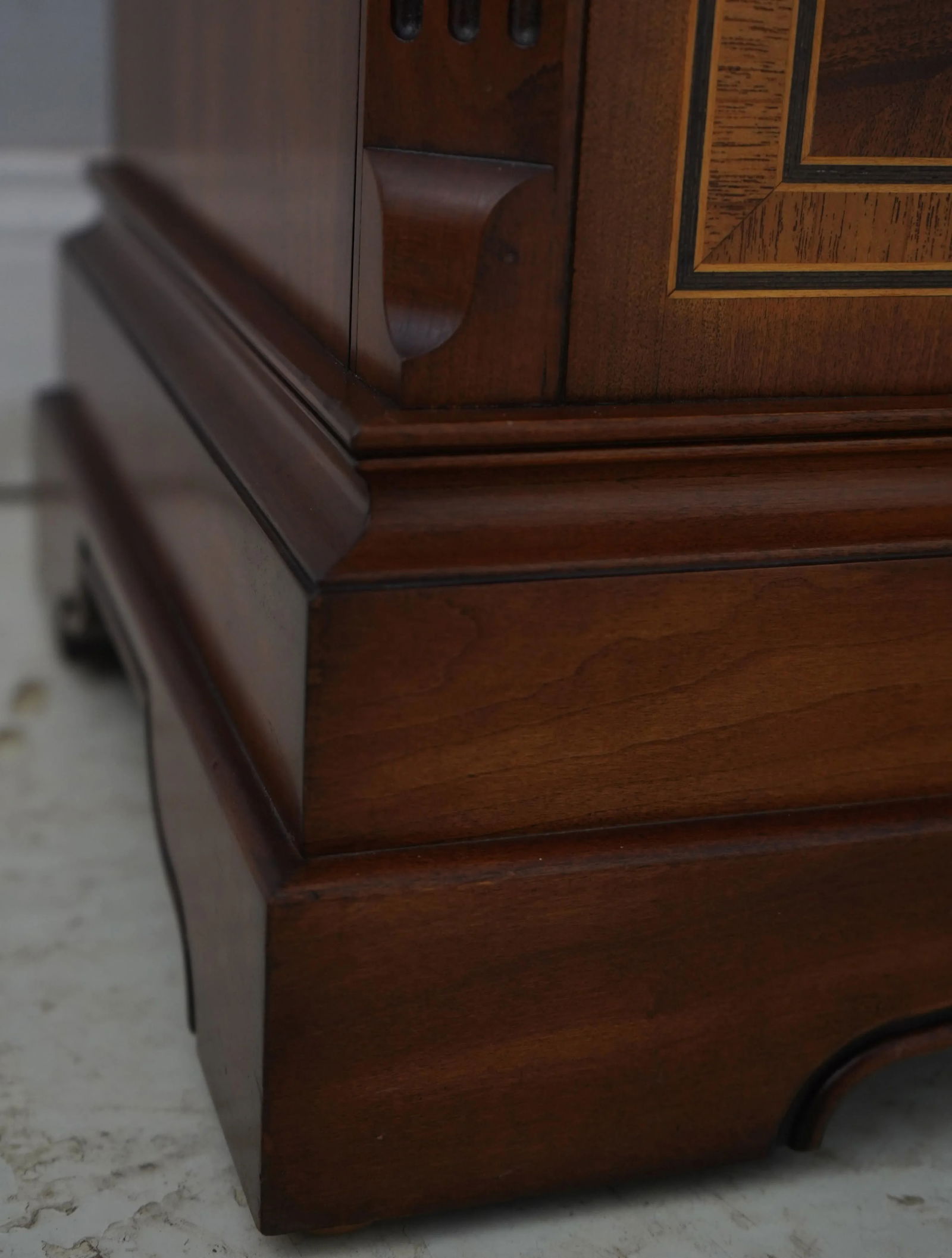 Heritage Heirlooms Inlaid Cherry Mahogany Grandfather Clock - 13