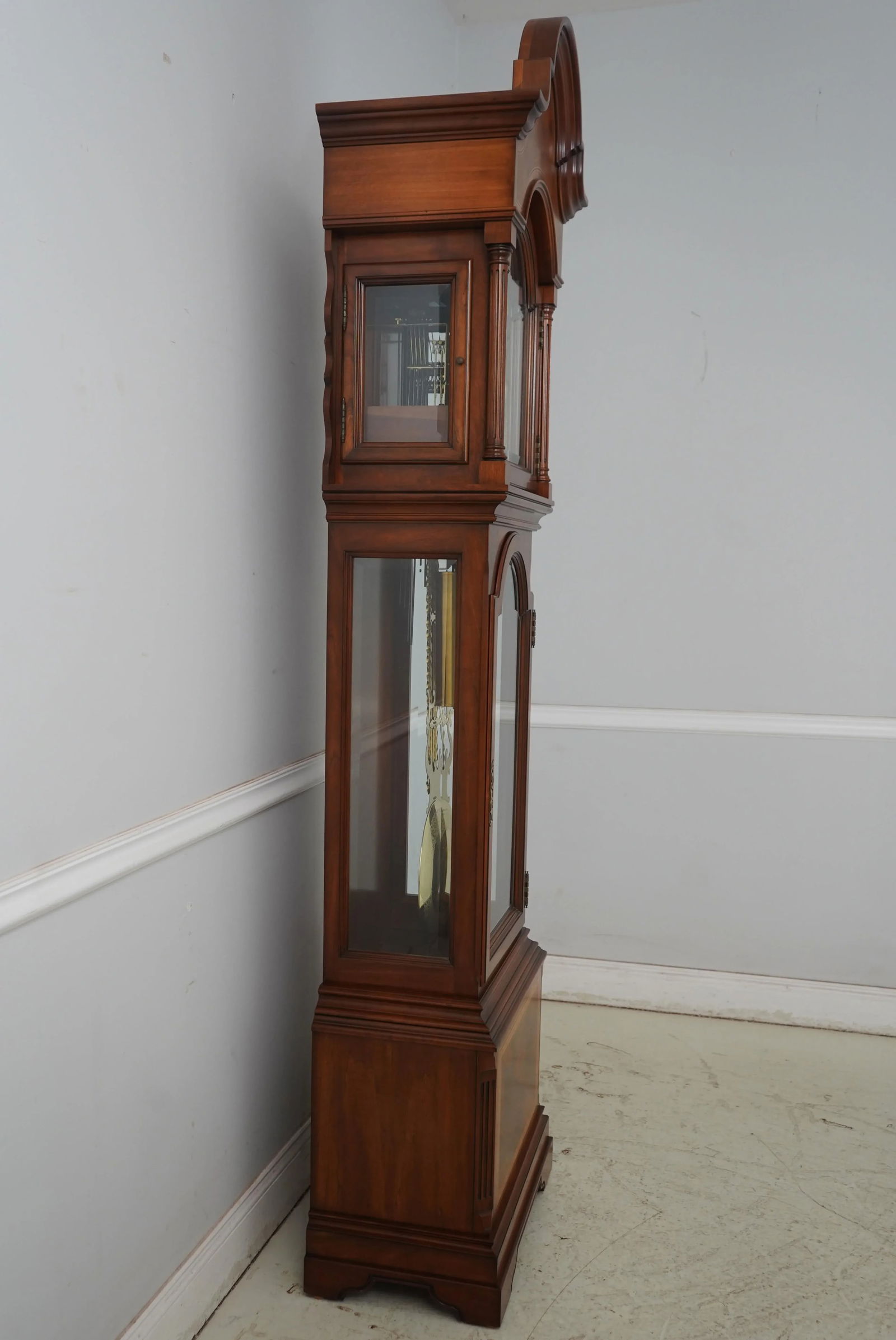 Heritage Heirlooms Inlaid Cherry Mahogany Grandfather Clock - 2