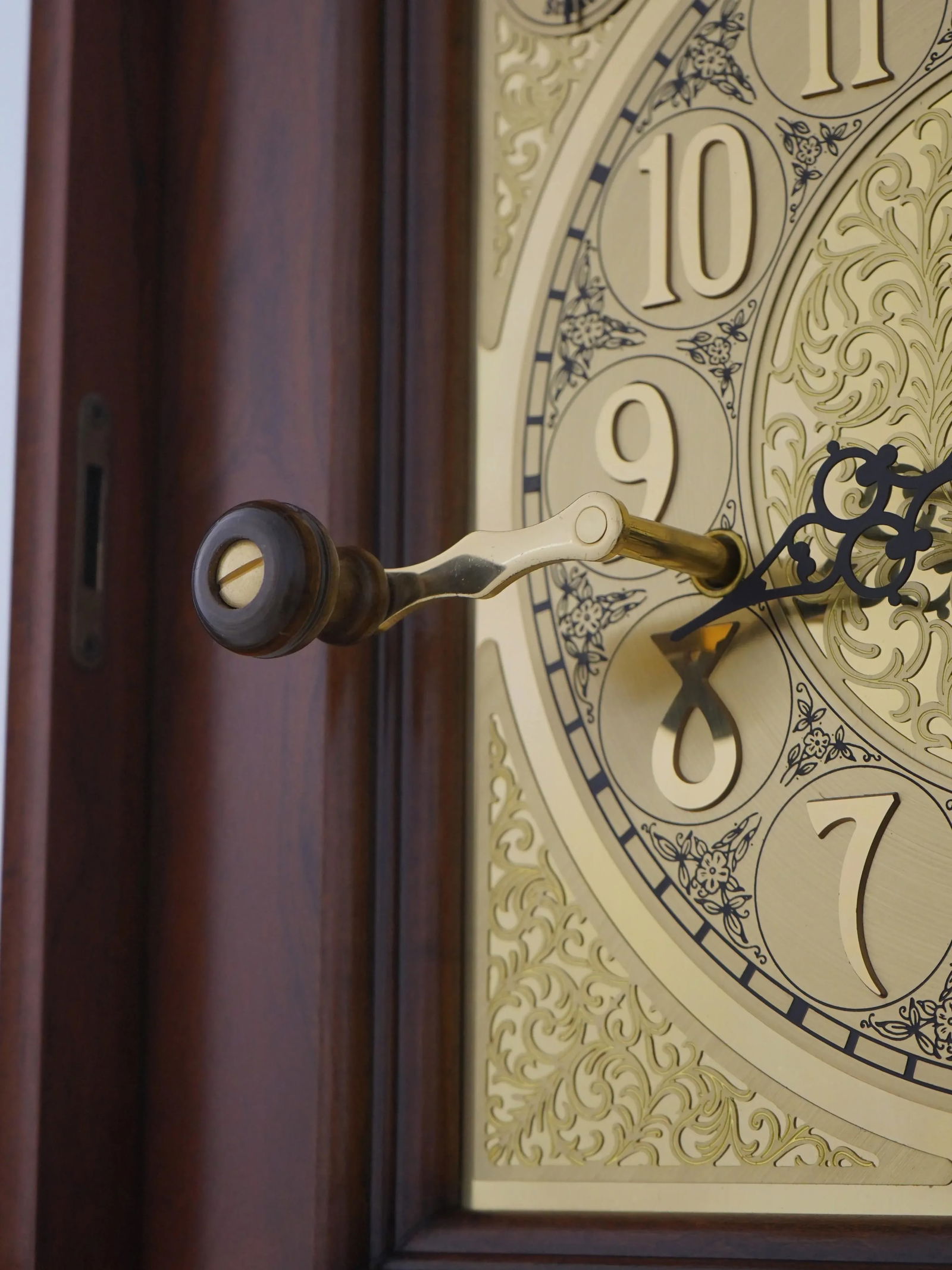 Heritage Heirlooms Inlaid Cherry Mahogany Grandfather Clock - 7
