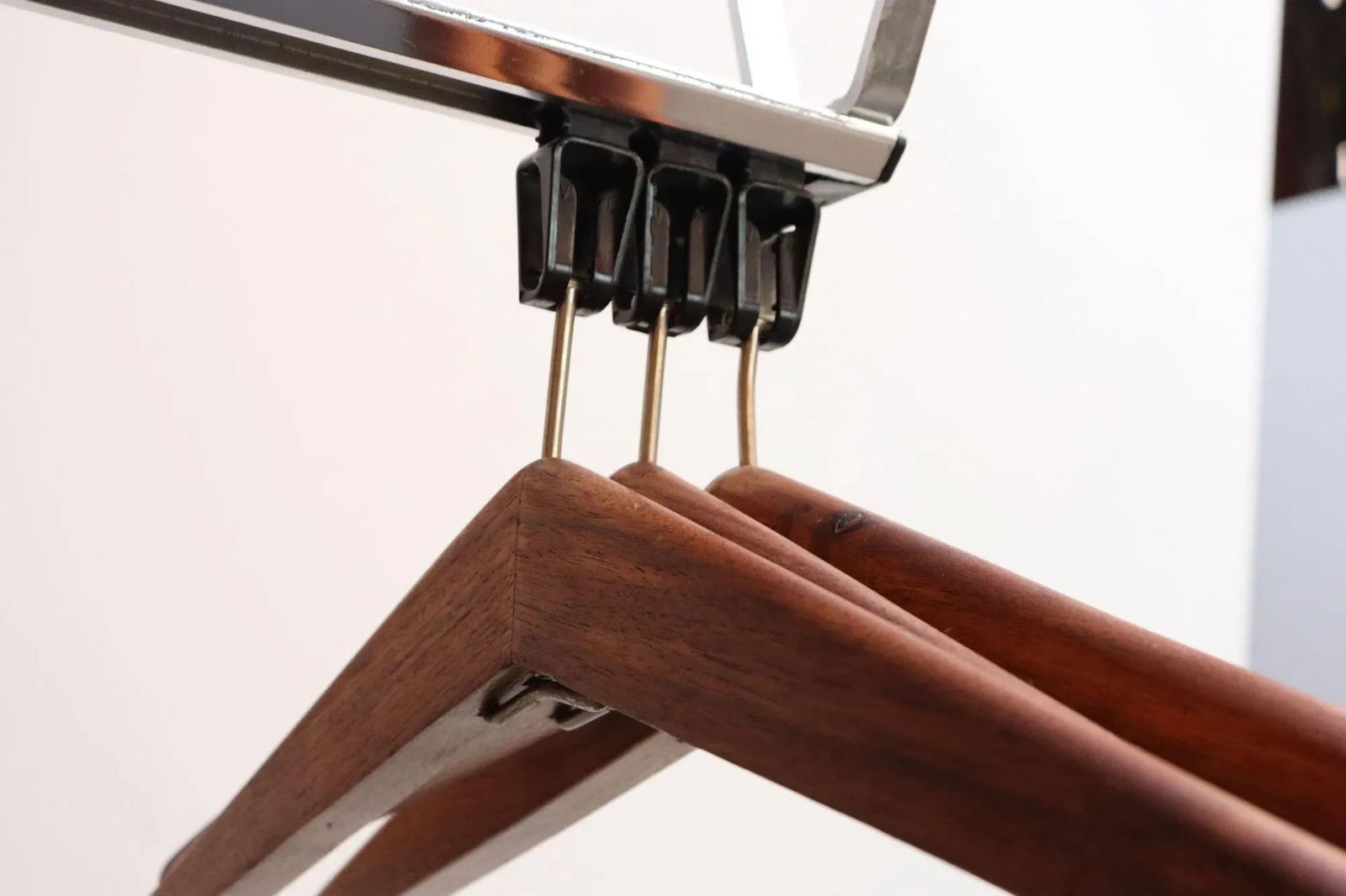 Pair of Modernist Chrome and Walnut Coat and Hat Trees / Racks by Vogel Peterson - 10