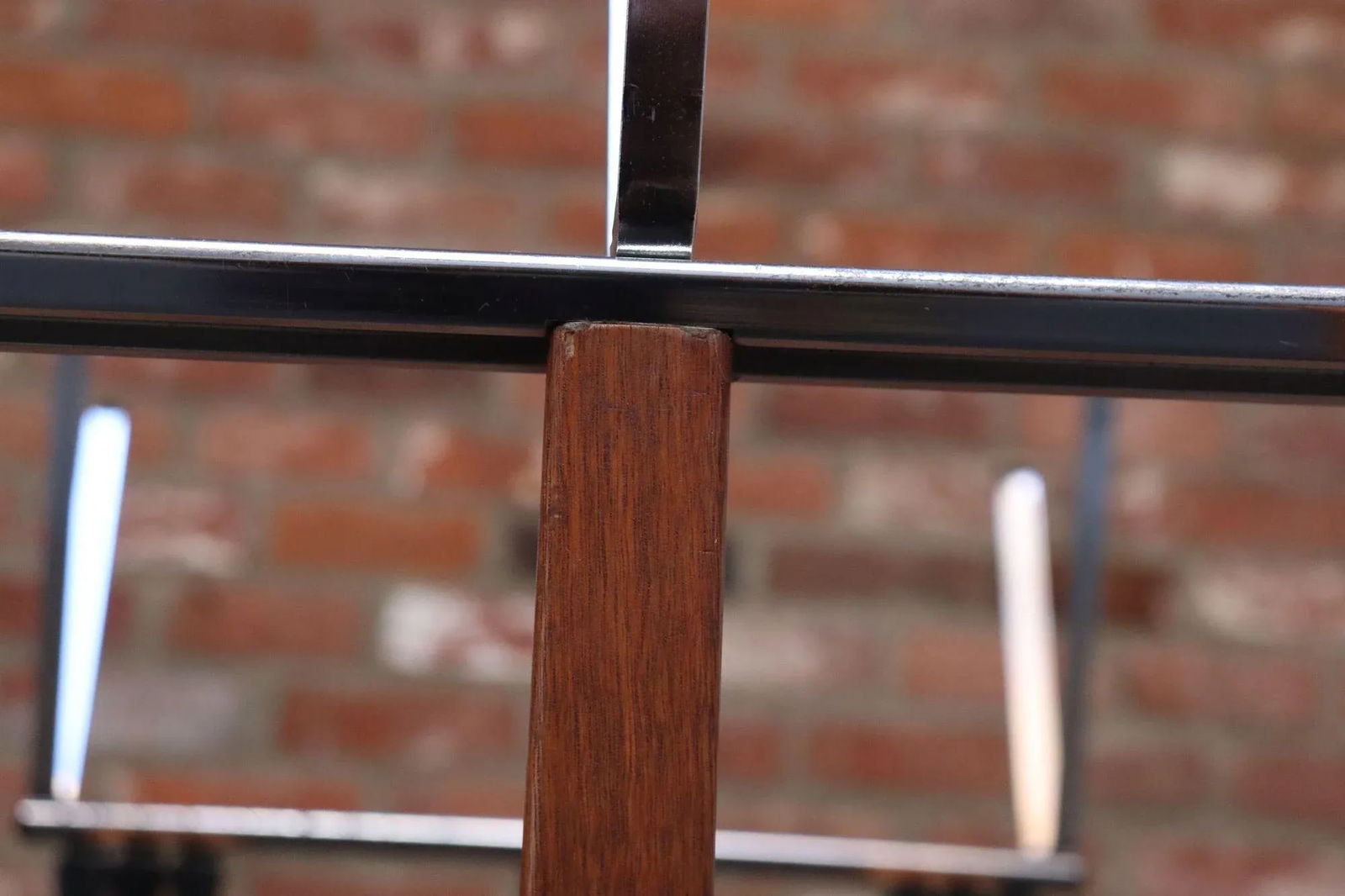 Pair of Modernist Chrome and Walnut Coat and Hat Trees / Racks by Vogel Peterson - 13