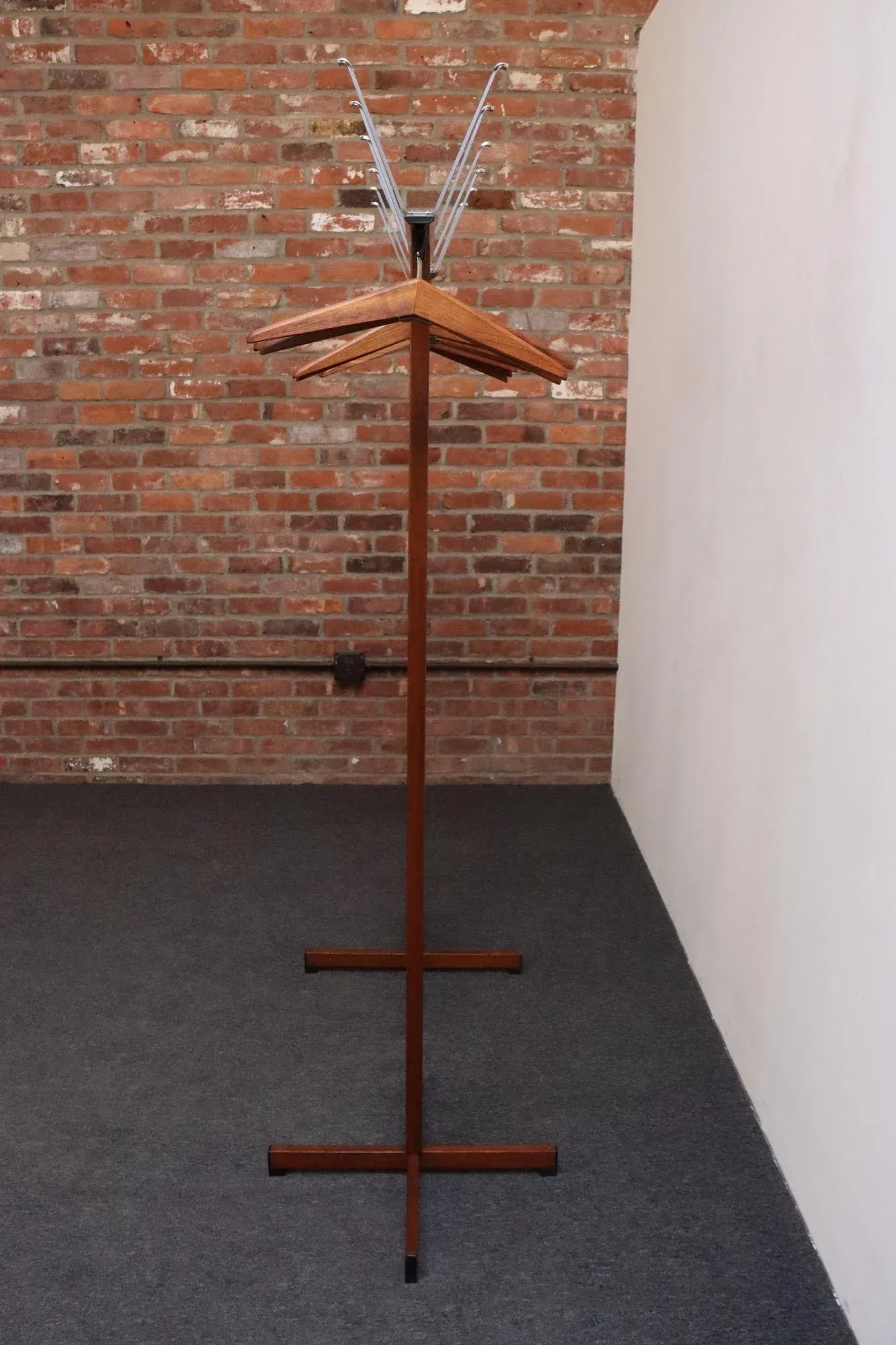 Pair of Modernist Chrome and Walnut Coat and Hat Trees / Racks by Vogel Peterson - 2