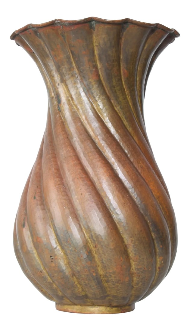1950s Egidio Casagrande Italia Patinated Brass Vase: For your consideration, a patinated brass vase by early modernist Egidio Casagrande Italia. Stamped maker stamp. Dimensions: 13.75 H x 8.5 in diameter. Please visit take a look at our listings, we
