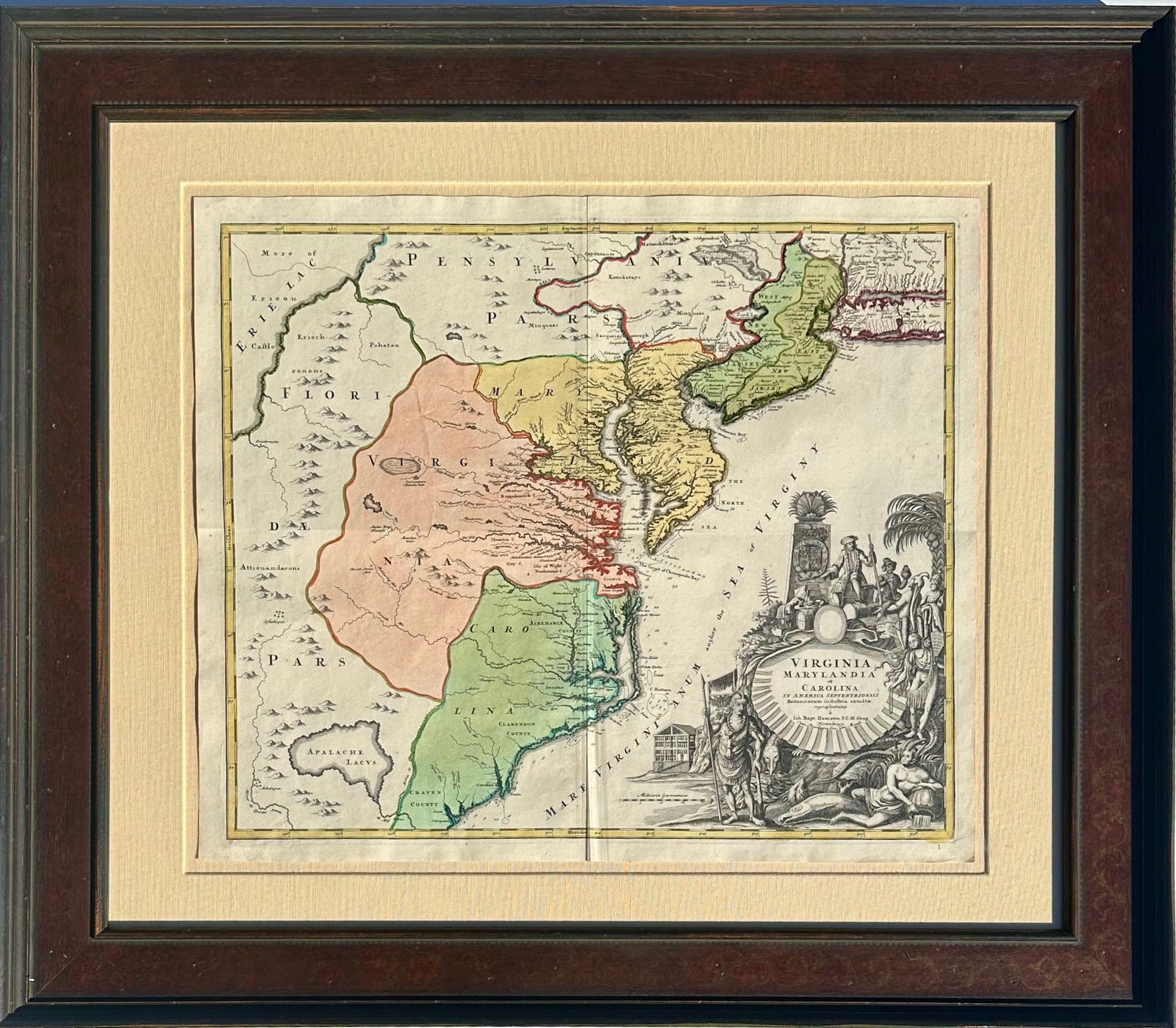 Virginia Maryland & Carolinas by Homman Circa 1720 - 3