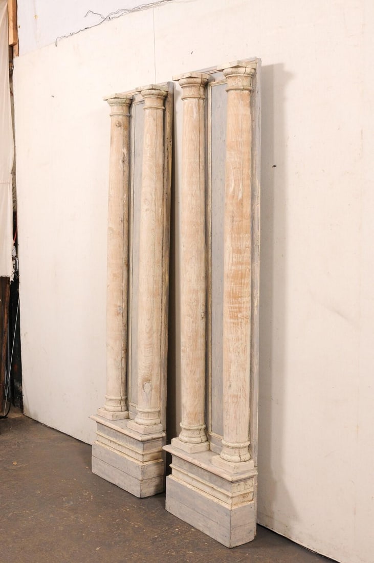 19th Century French Tall Carved Wood Columns – A Pair - 11