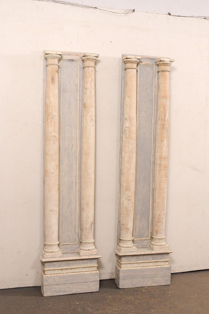19th Century French Tall Carved Wood Columns – A Pair - 12