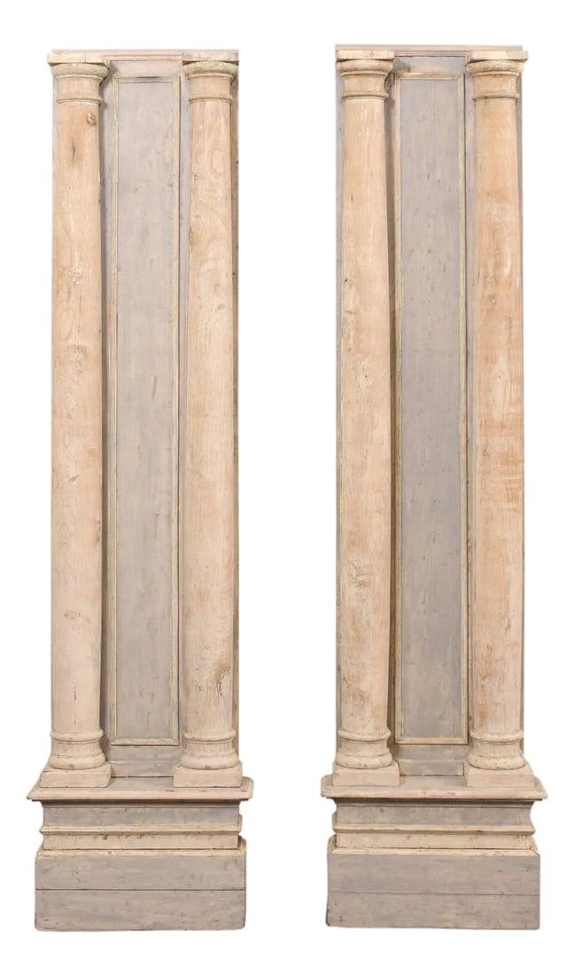 19th Century French Tall Carved Wood Columns – A Pair (1 of 12)