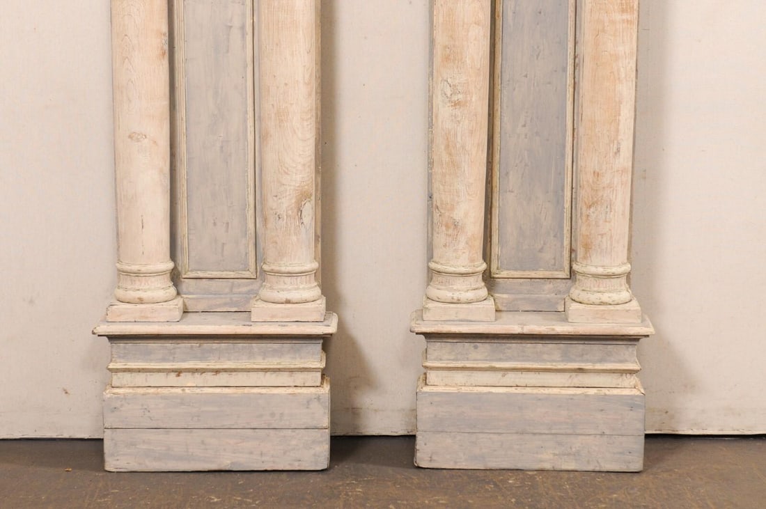 19th Century French Tall Carved Wood Columns – A Pair - 3