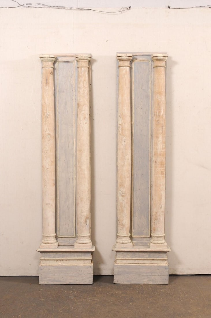 19th Century French Tall Carved Wood Columns – A Pair - 4