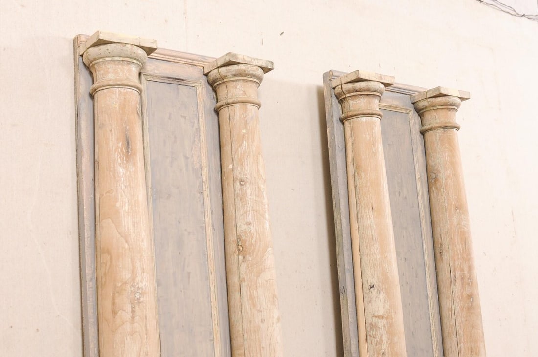 19th Century French Tall Carved Wood Columns – A Pair - 5