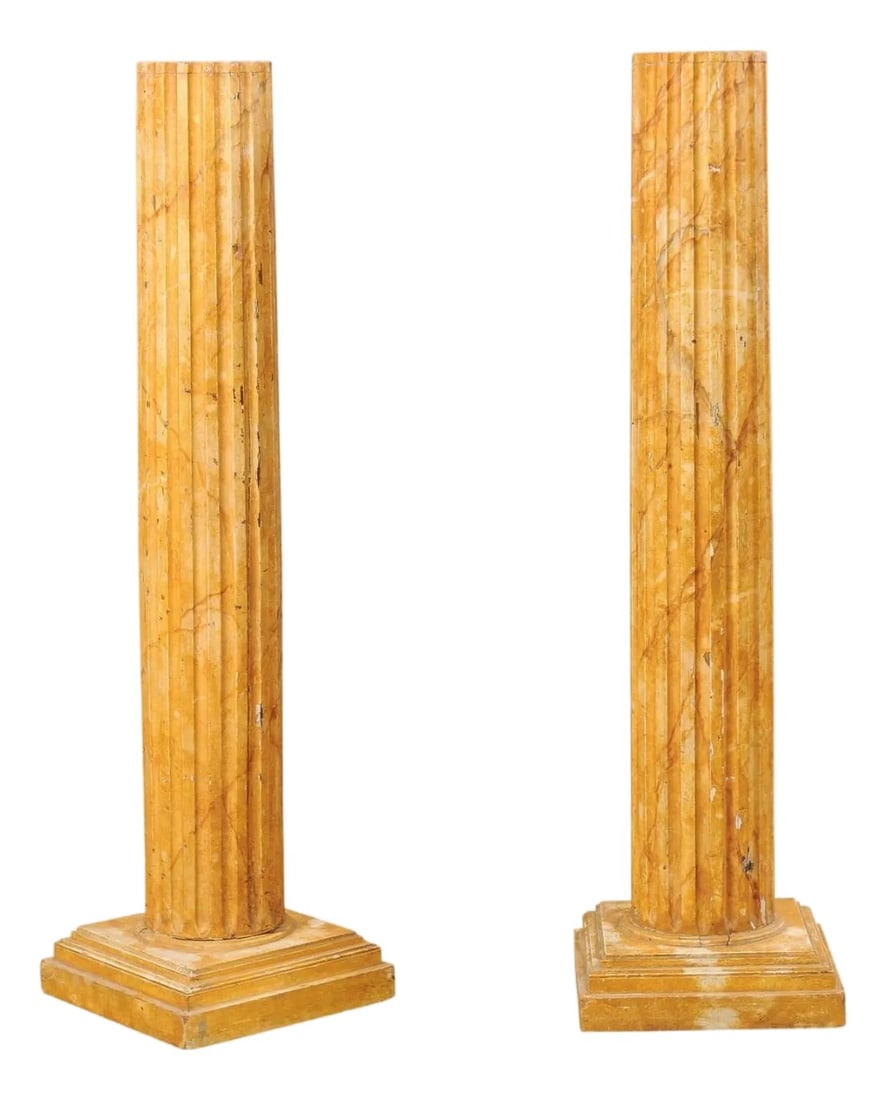 Mid 20th Century French Faux-Marble Fluted Columns – A Pair (1 of 11)