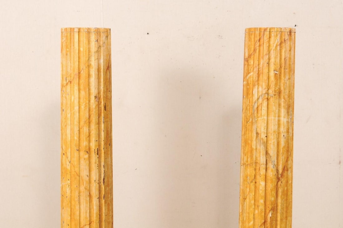 Mid 20th Century French Faux-Marble Fluted Columns – A Pair - 7