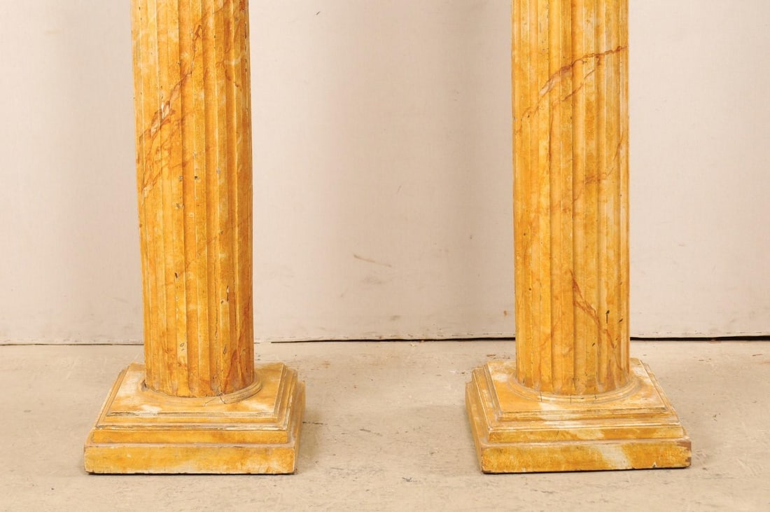 Mid 20th Century French Faux-Marble Fluted Columns – A Pair - 8