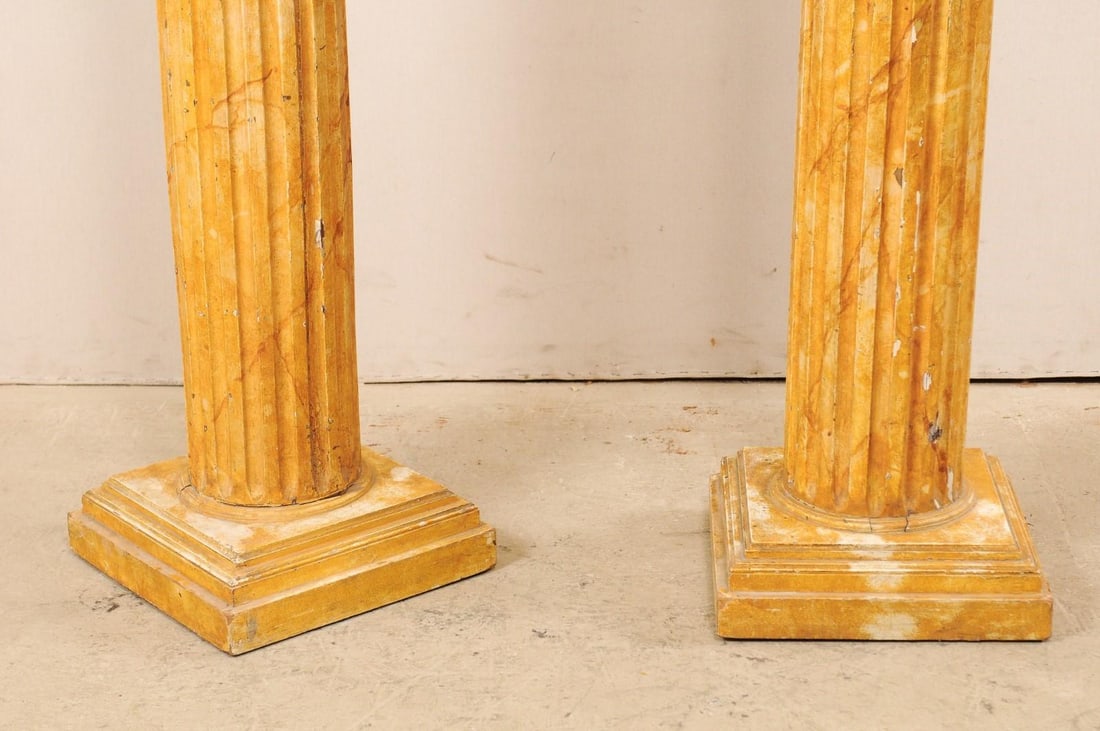 Mid 20th Century French Faux-Marble Fluted Columns – A Pair - 9