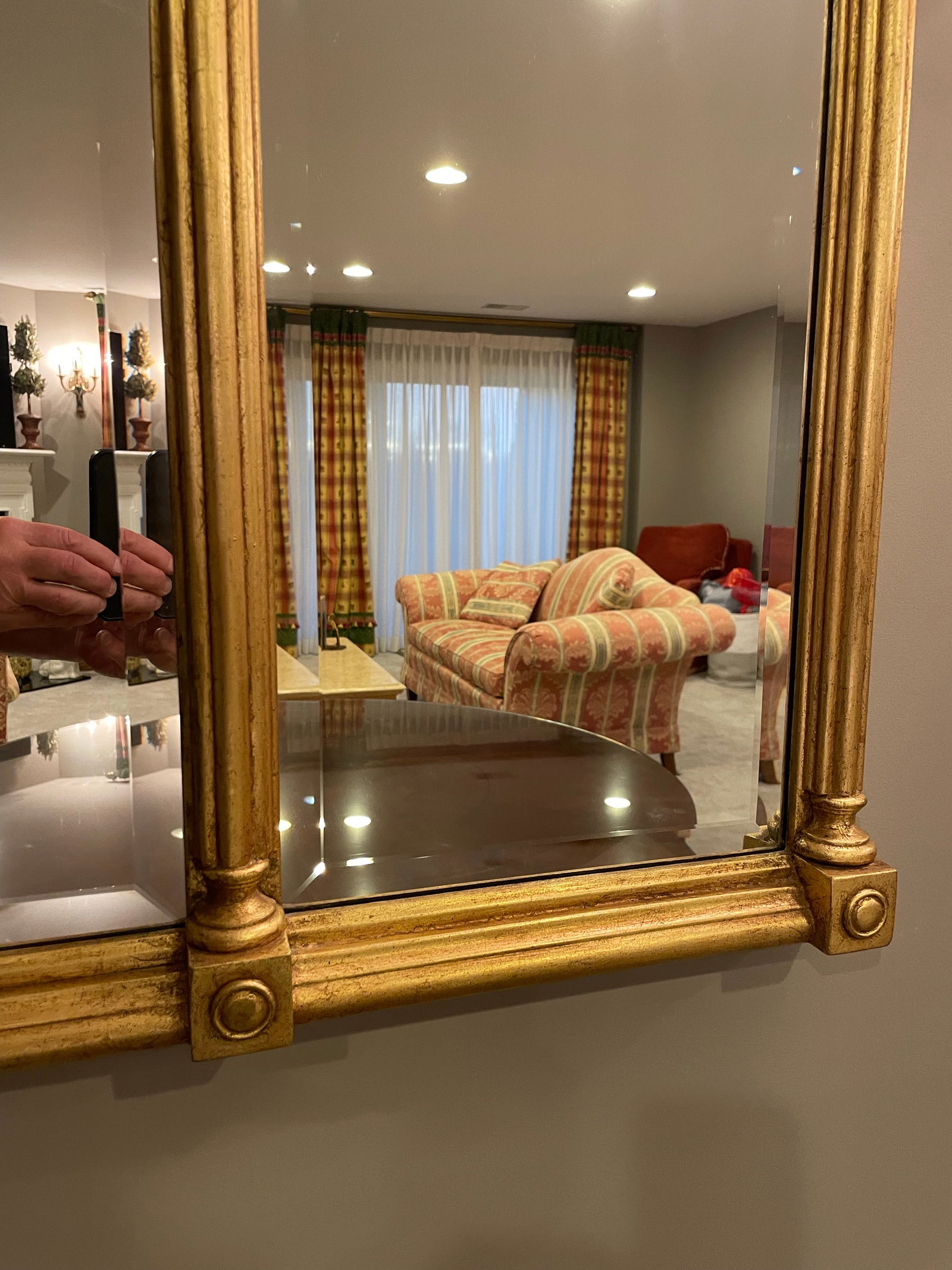 Friedman Brothers Large Traditional Gold Leaf Mirror - 4