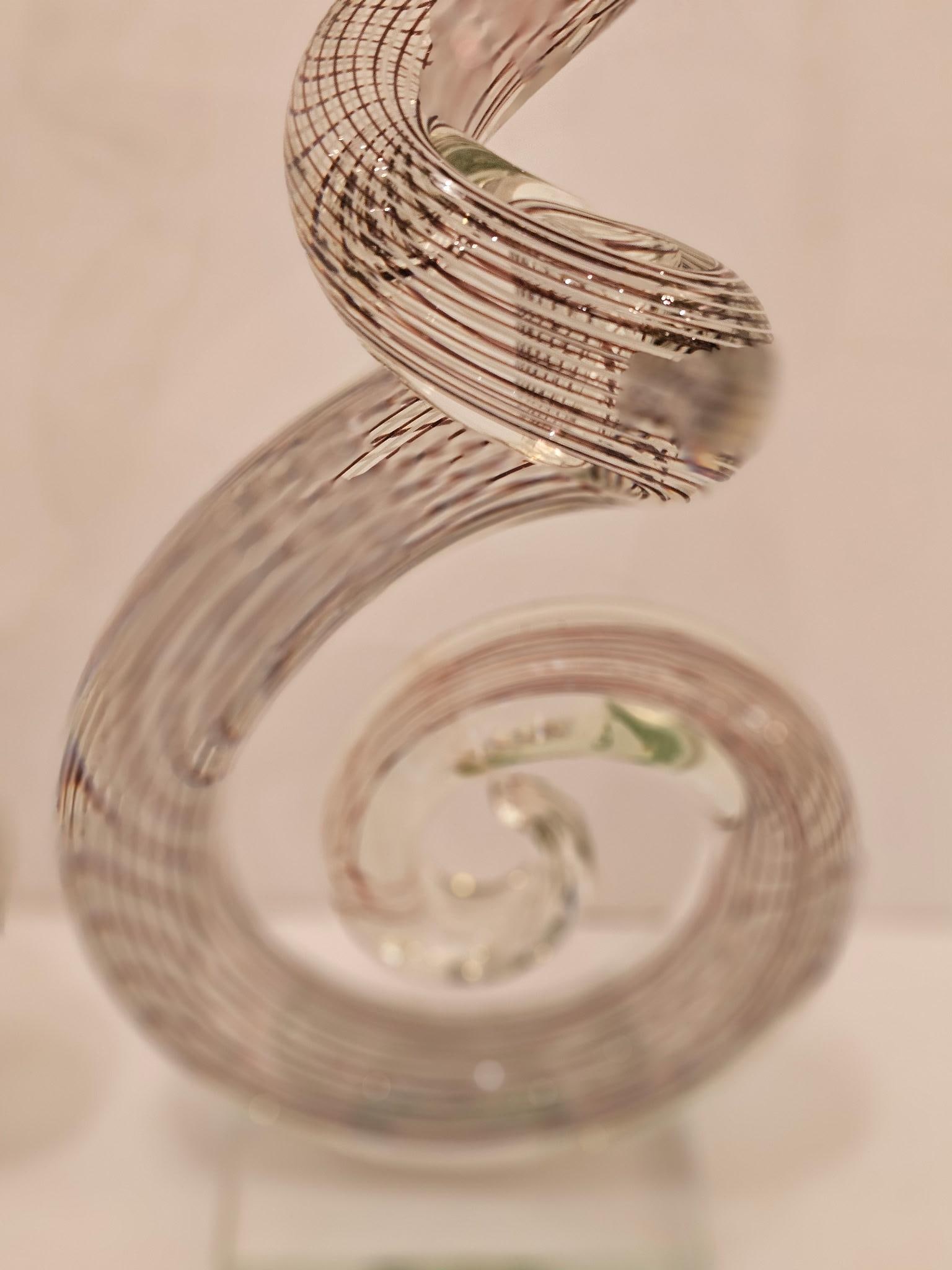 Murano Curliecue Blown Glass Sculptures -a Pair - 3