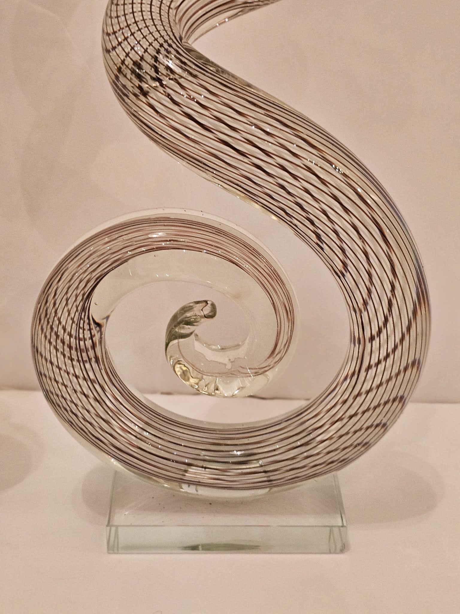 Murano Curliecue Blown Glass Sculptures -a Pair - 5