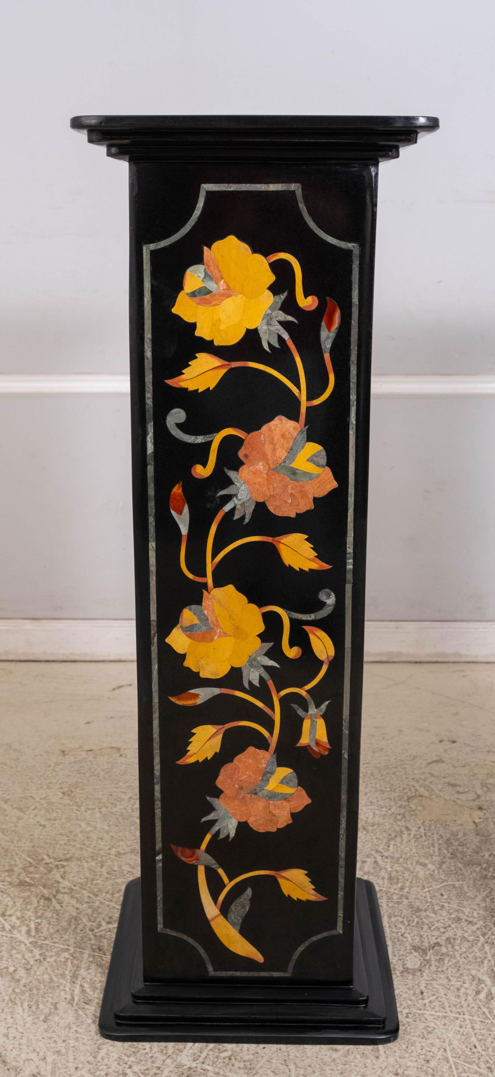 Pair Monumental Pietra Dura Inlaid Marble Pedestals - 2