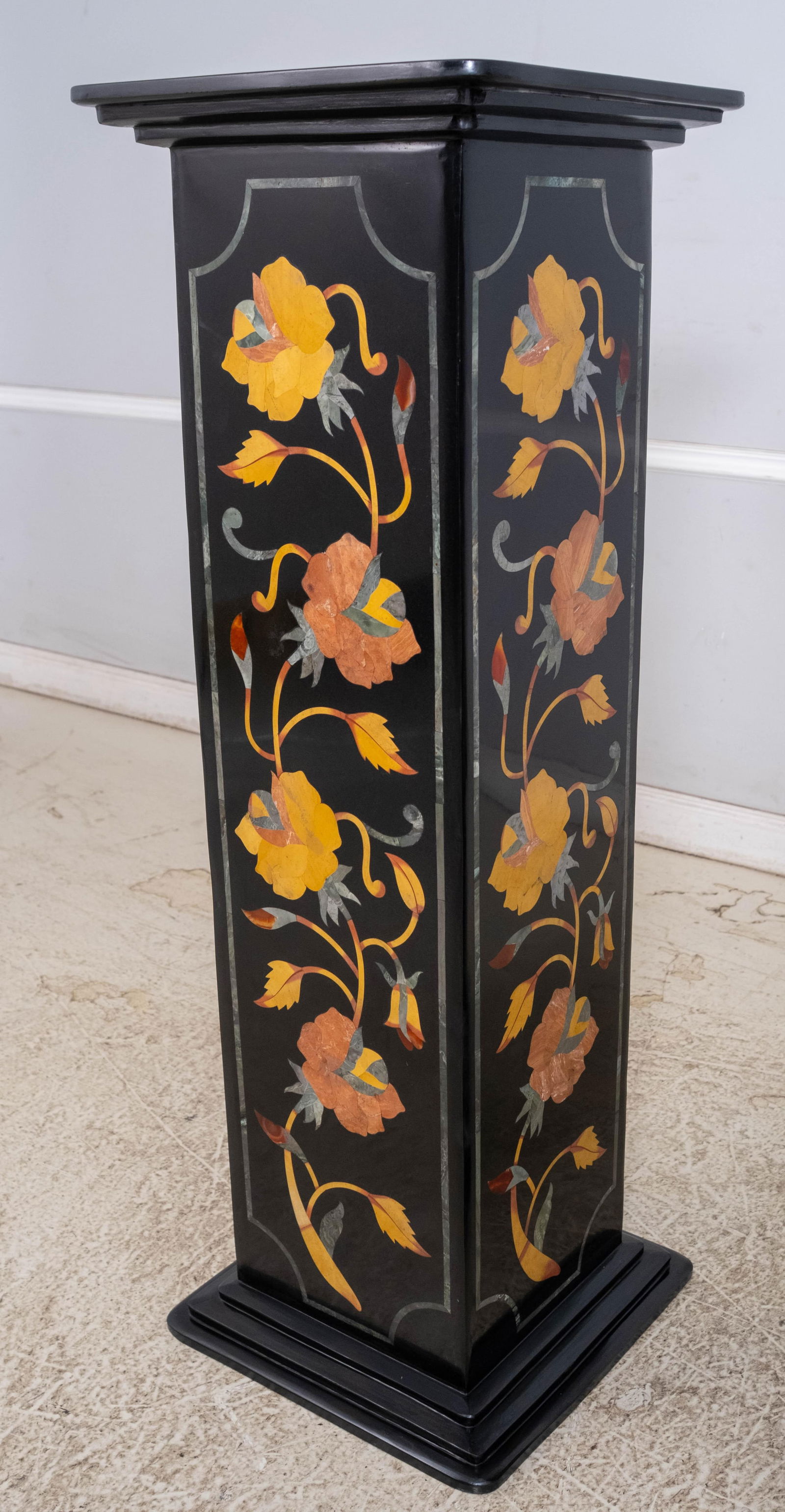 Pair Monumental Pietra Dura Inlaid Marble Pedestals - 7