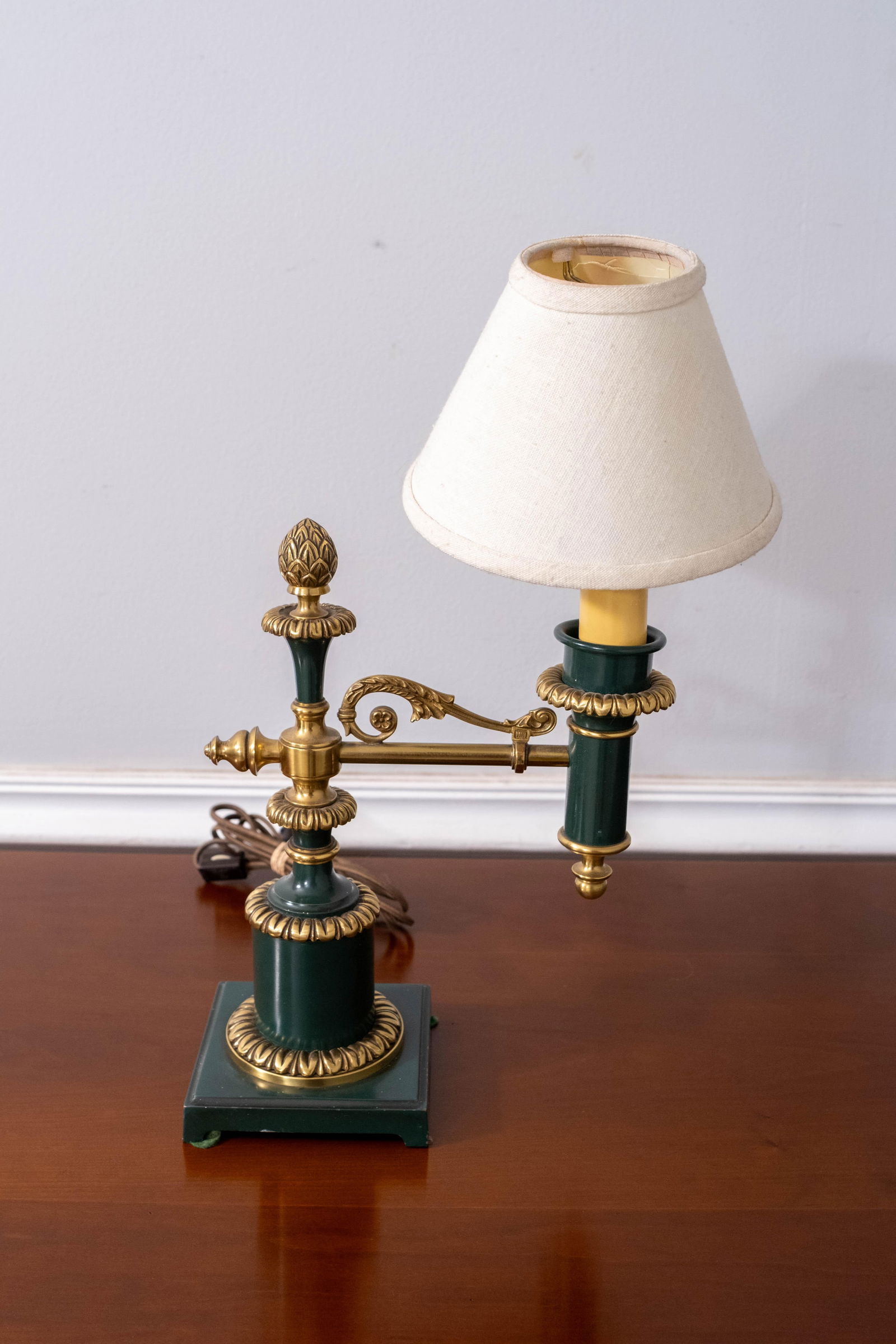 Pair French Bouillotte Small Table Lamps W. Shade - 2