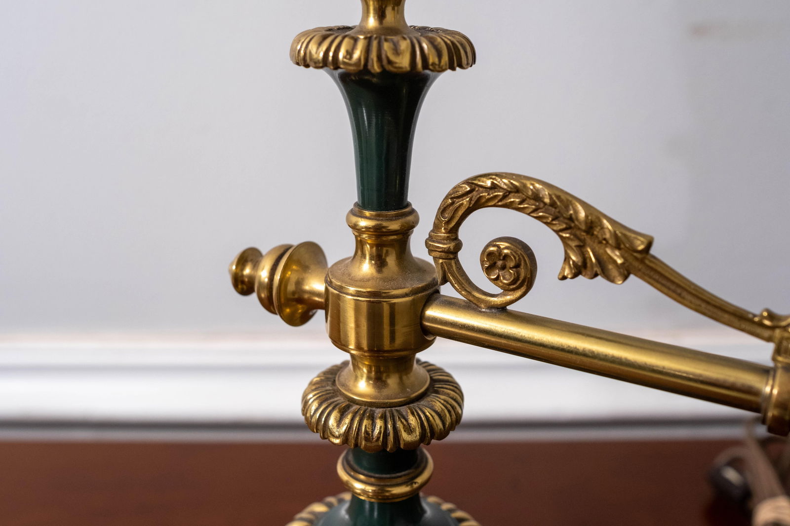 Pair French Bouillotte Small Table Lamps W. Shade - 9