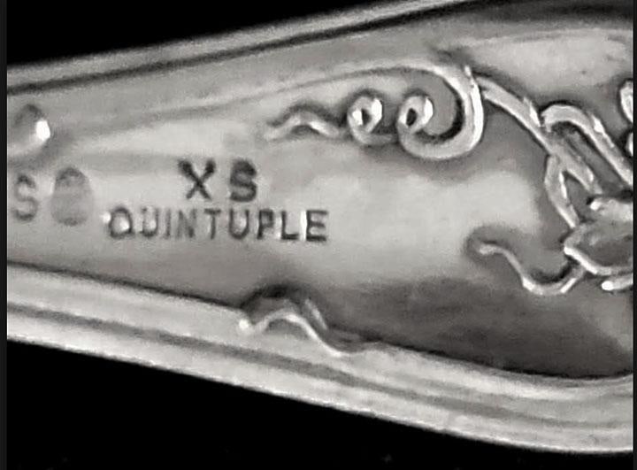 Antique Xs Quintuple Silverplate Rogers 1874 Vintage Grape Pattern Flatware Set - 36 PCS - 6