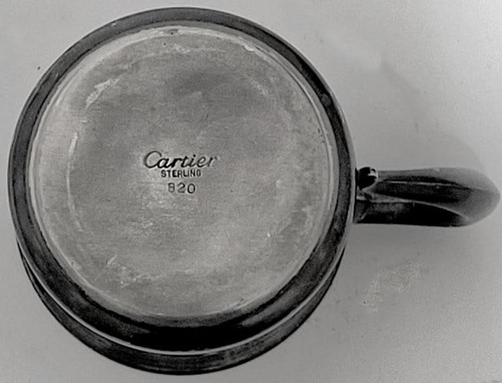 Antique Cartier Sterling Silver Cup Tw 91g Monogram J. D. W. Heavy Patina - 5