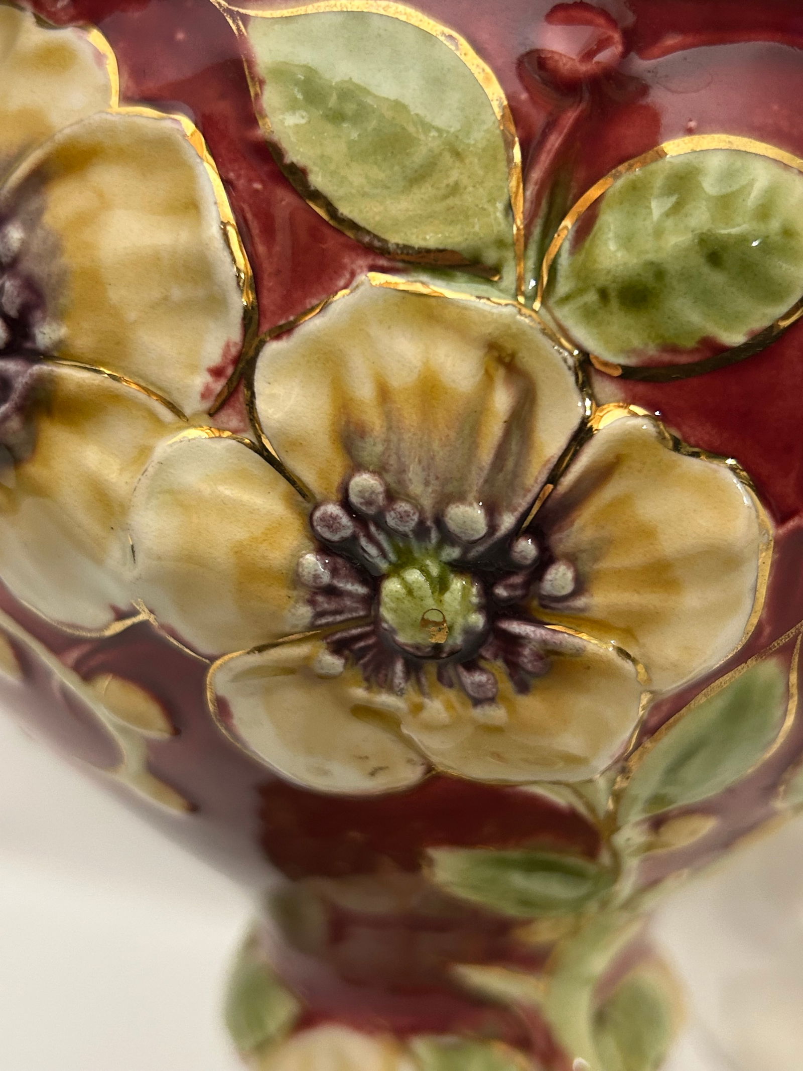 Late 19th Century Art Nouveau Ceramic & Brass Oil Lamp (With Matching Candle Chandelier) - 11