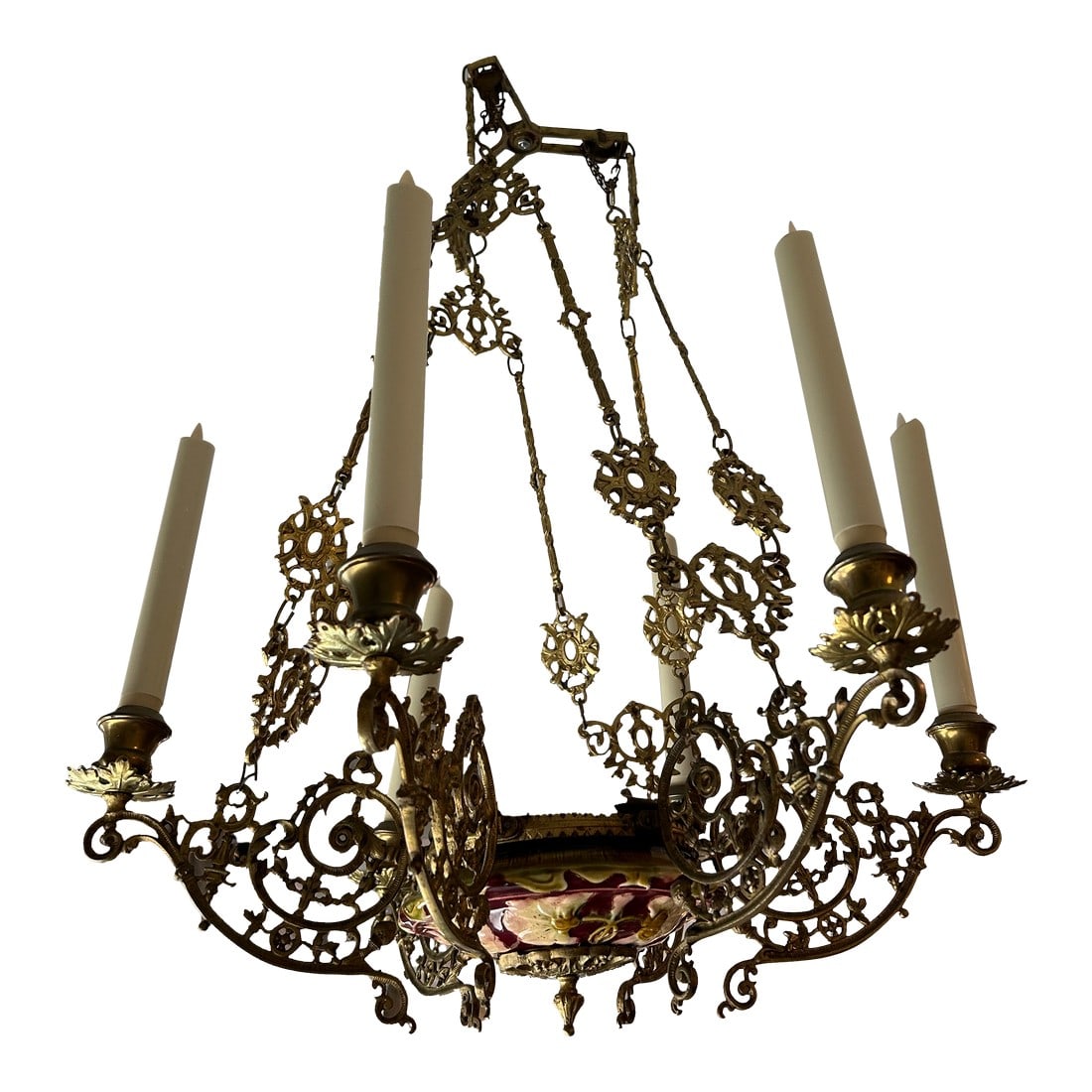 Late 19th Century Art Nouveau Hanging Candle Chandelier (1 of 8)