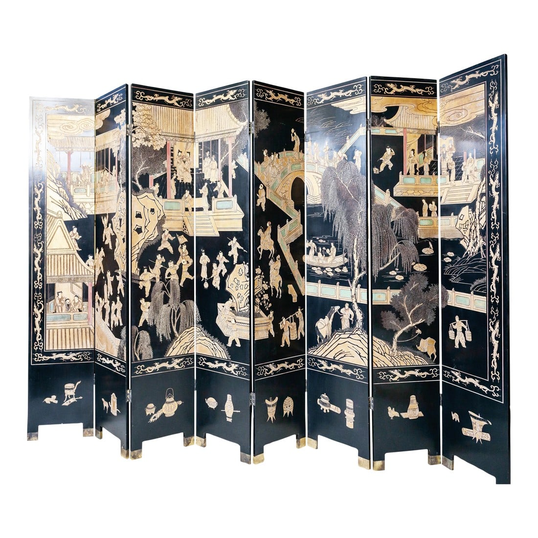 Eight Panel Black Oriental Screen (1 of 10)