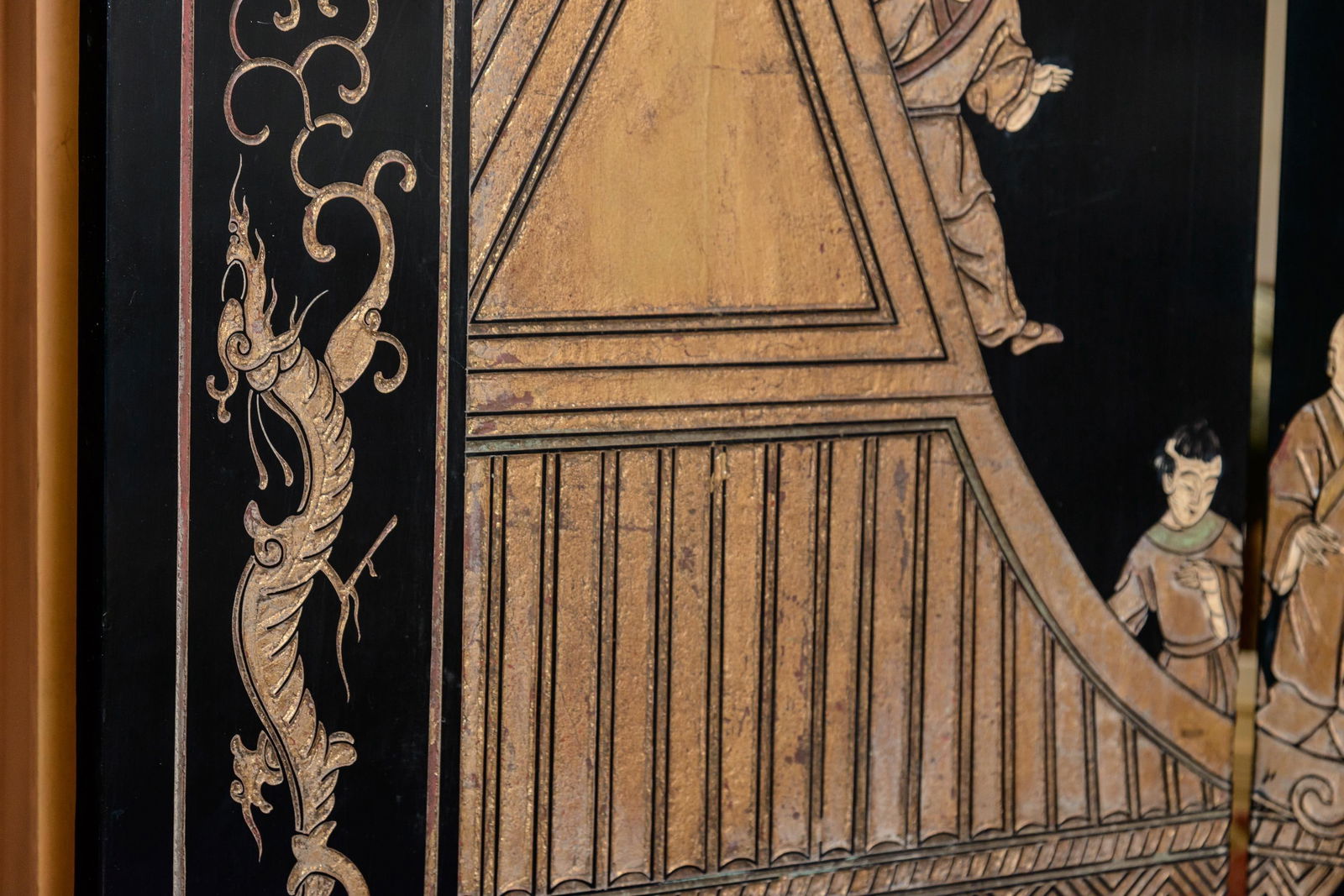 Eight Panel Black Oriental Screen - 6