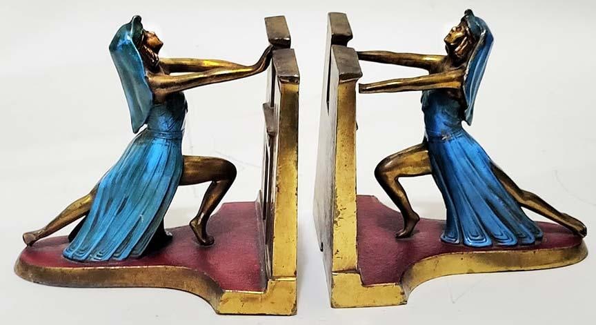 ˜Queen of the Nile˜ Polychrome Bookends LV Aronson 1924 - Very Rare - 2