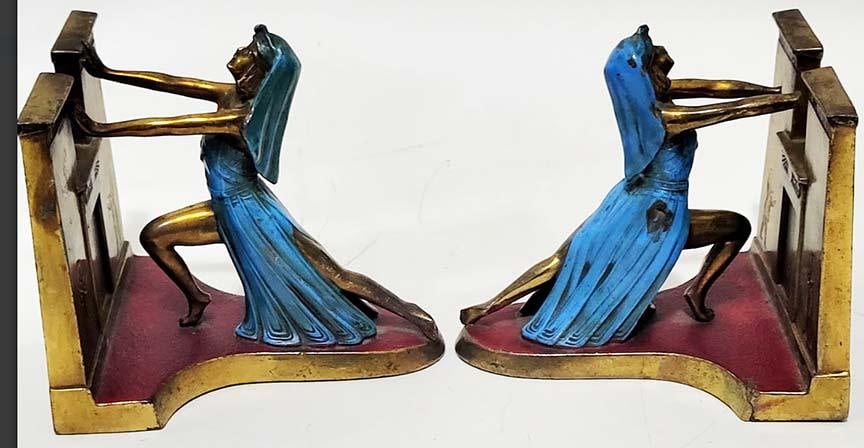 ˜Queen of the Nile˜ Polychrome Bookends LV Aronson 1924 - Very Rare - 3