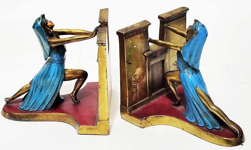 ˜Queen of the Nile˜ Polychrome Bookends LV Aronson 1924 - Very Rare - 4