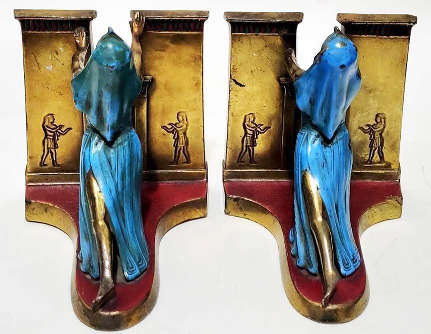 ˜Queen of the Nile˜ Polychrome Bookends LV Aronson 1924 - Very Rare - 7