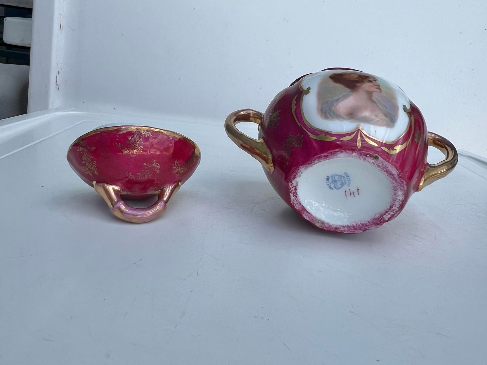 19th Century Victorian Lidded Small Jar or Sugar Bowl - 9