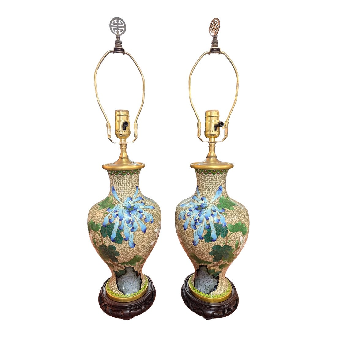 1920s Pair of Cloisonne Vase Table Lamps (1 of 14)