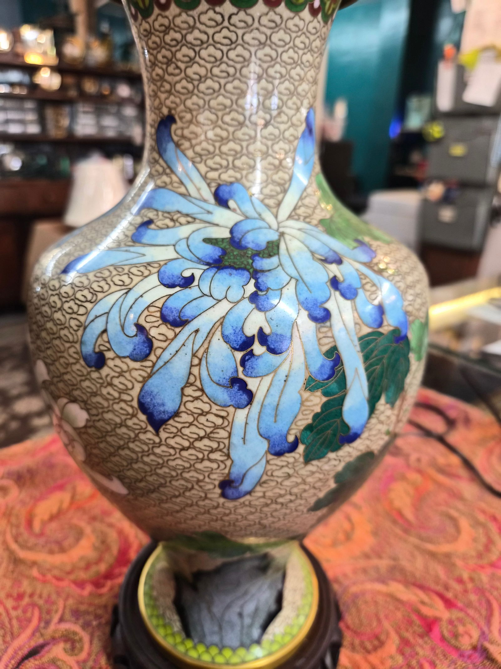 1920s Pair of Cloisonne Vase Table Lamps - 3