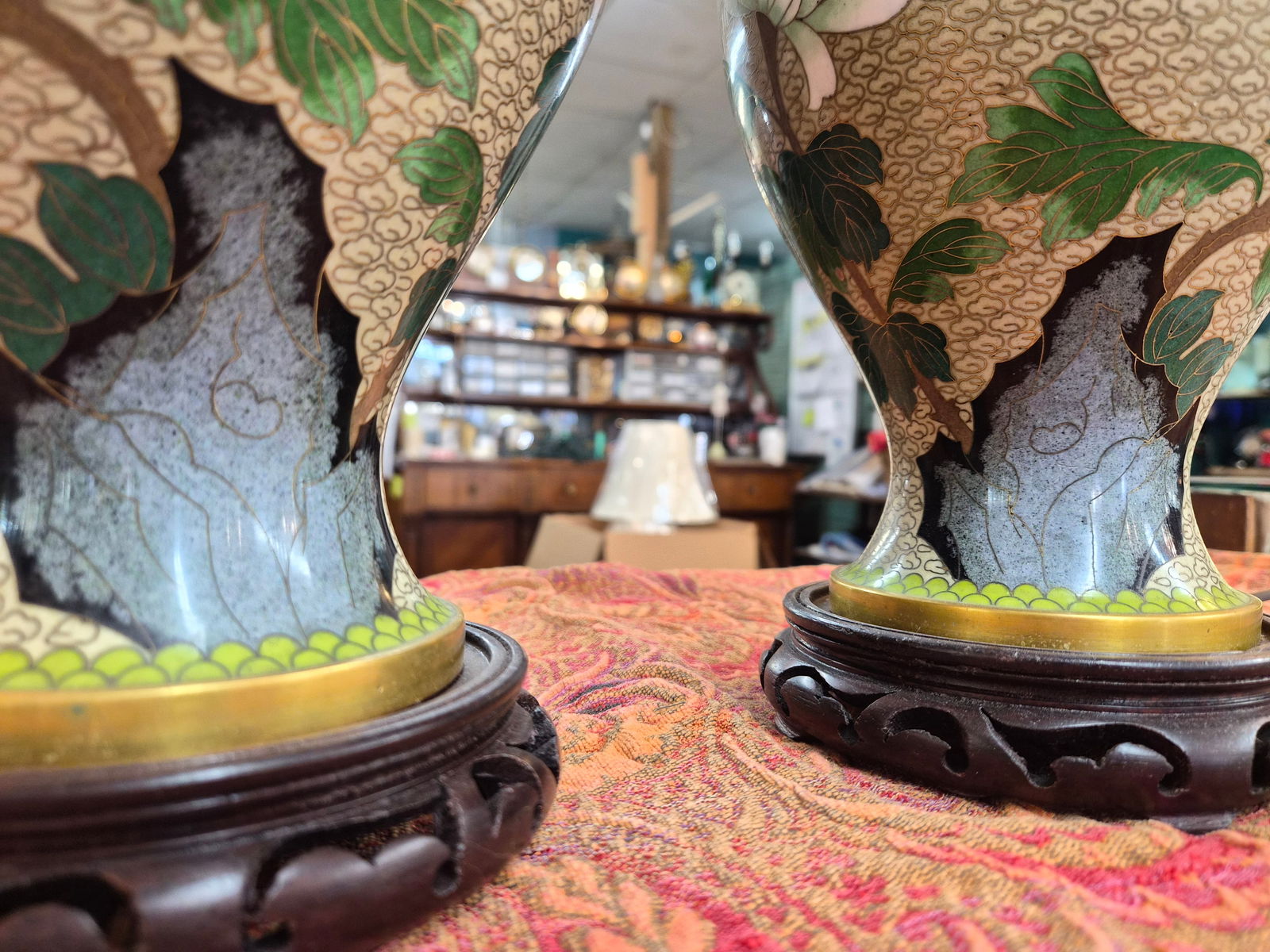 1920s Pair of Cloisonne Vase Table Lamps - 6