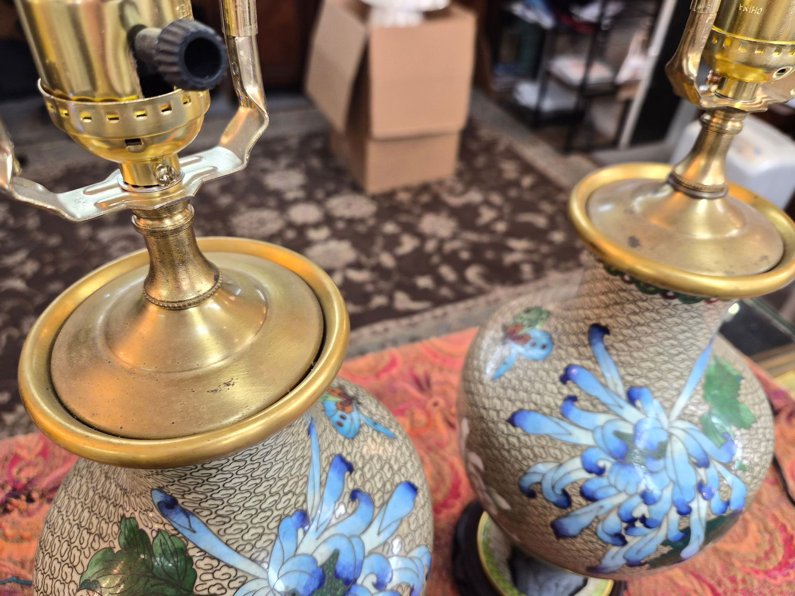 1920s Pair of Cloisonne Vase Table Lamps - 7