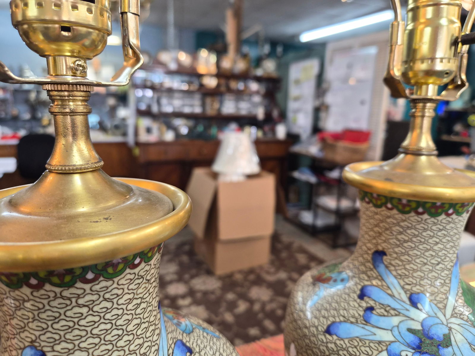 1920s Pair of Cloisonne Vase Table Lamps - 9