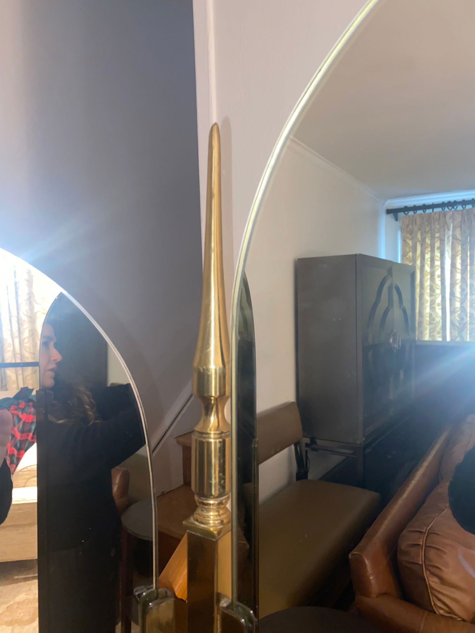 Large Brass Tri Fold Floor Mirror - 3