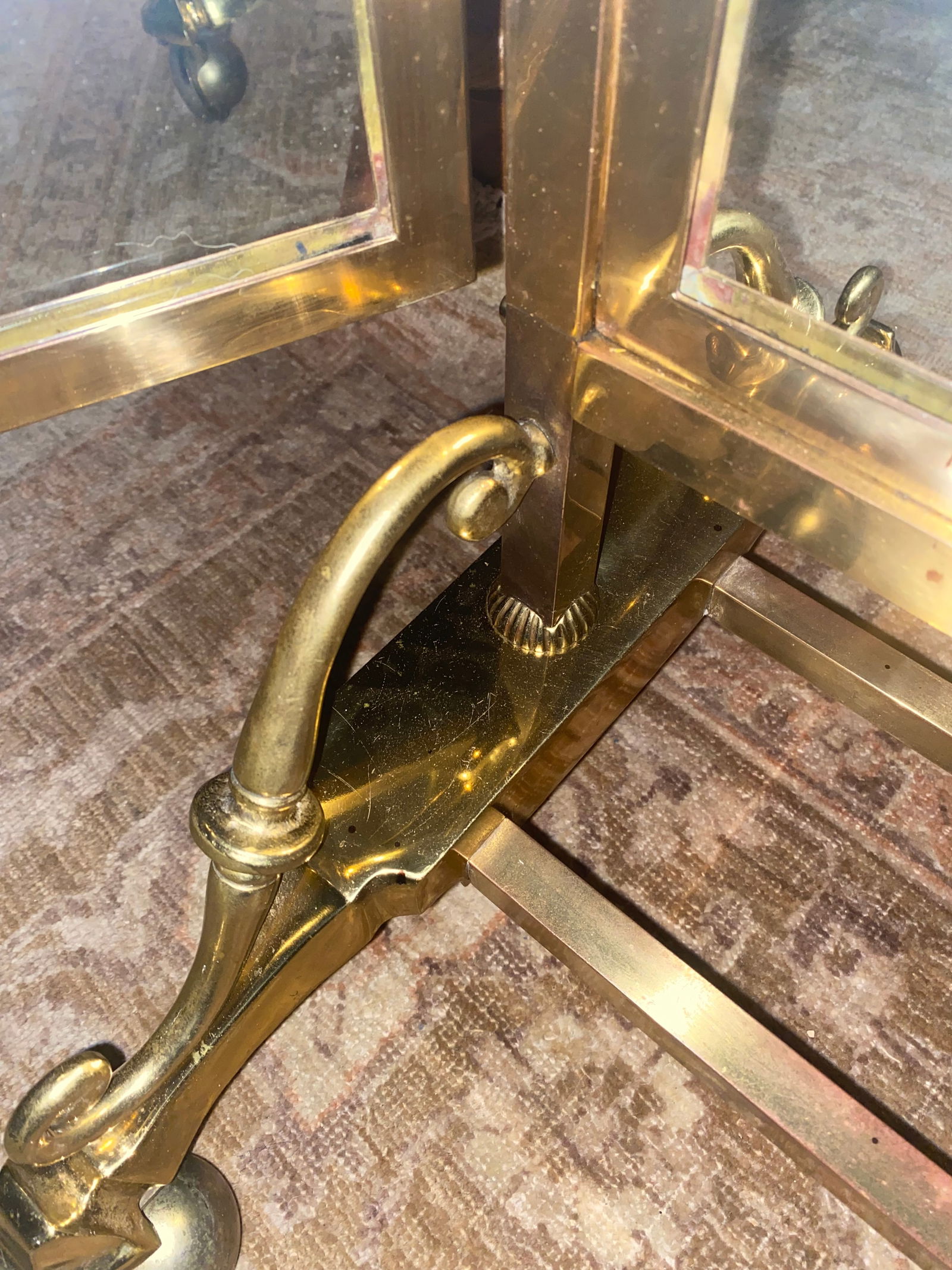 Large Brass Tri Fold Floor Mirror - 6