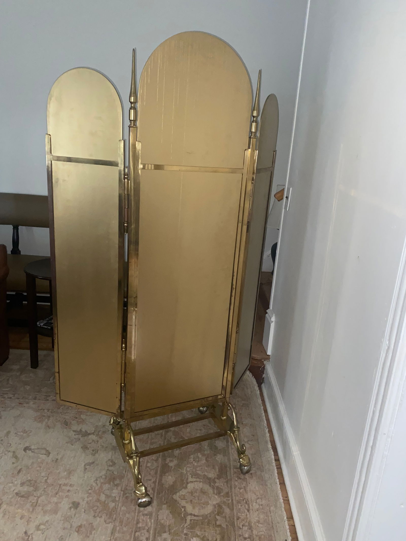 Large Brass Tri Fold Floor Mirror - 8