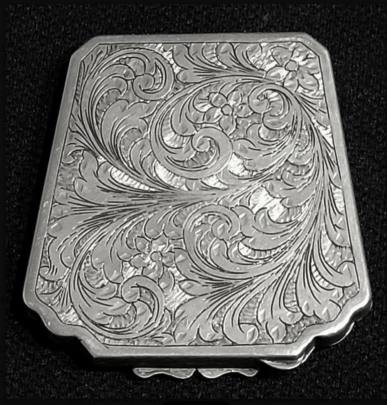 Antique European .800 Engraved Silver Gilt Enameled Compact - 102 GMS - 2
