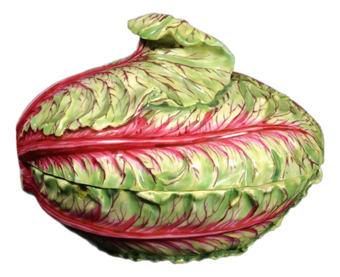 Marcolini Meissen Porcelain Red Cabbage Trompe l'Oeil Tureen or Box and Cover: Botanical Jewel: Rare Marcolini Meissen Porcelain Red Cabbage Tureen Origin: Meissen, Germany | Period: Marcolini Era ( c. 1774–1814) | Material: Hard-Paste Porcelain Dimensions: 3 1/2 inches (8
