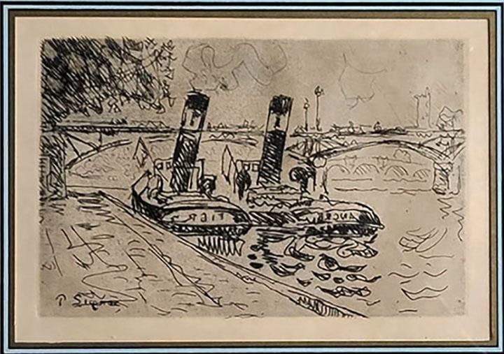 Paul Signac the Pont Des Arts Impressionist Etching by Paul Signac 1927 Authenticated - 2